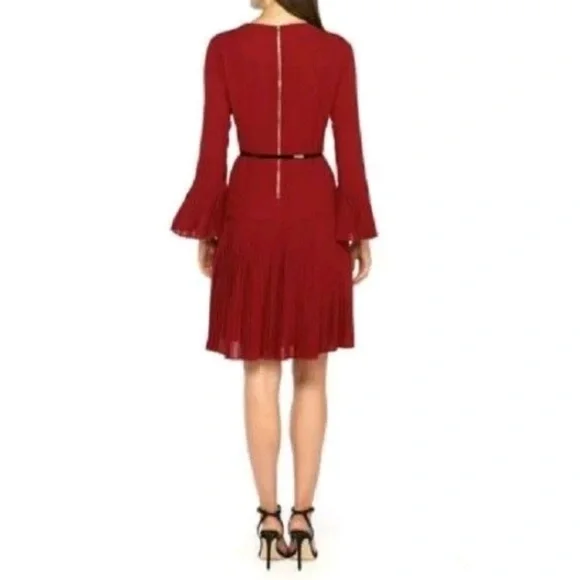The Limited Burgundy Midi Dress with Black Belt - Picture 2 of 2